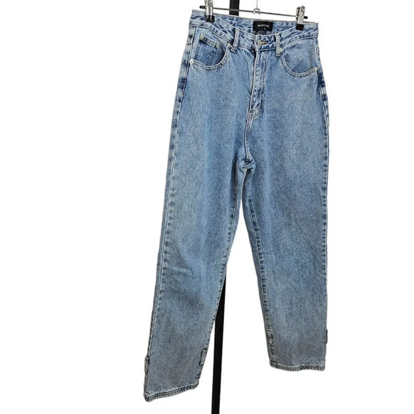 White Fox Boutique Womens  High Waist Boyfriend Jeans Size Medium Blue - Picture 3 of 7